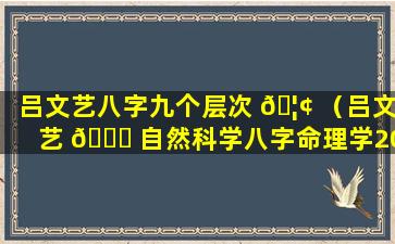 吕文艺八字九个层次 🦢 （吕文艺 🐝 自然科学八字命理学2019）